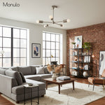 Load image into Gallery viewer, Mobilux Line Mid-Century Gold Sputnik Chandelier – Semi-Flush Geometric Brass Fixture