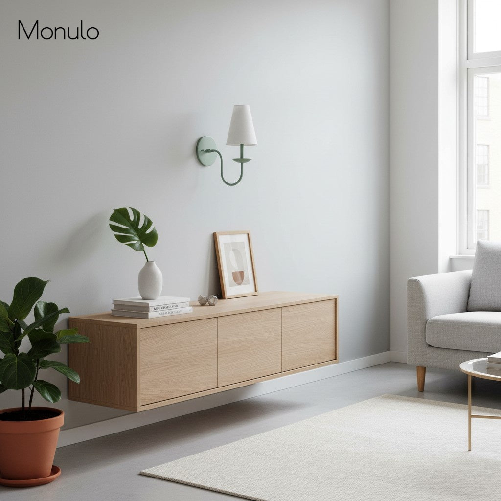 Applique murale classique en métal Curva – Abat-jour en lin pour chambre et couloir