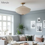 Load image into Gallery viewer, Elumina Silk Semi-Flush Metal Fabric Shade Ceiling Light – Ideal for Living & Bedroom Spaces