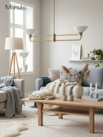 Cargar imagen en el visor de la Galería, Lámpara de araña de porcelana Calvor de dos luces - Lámpara de comedor lineal de latón