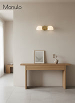 Load image into Gallery viewer, Double Globe Sconce – Horizontal Wall Light In Polished Brass Finish