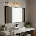 Charger l'image dans la visionneuse de galerie, Applique murale moderne en verre transparent Glorica Glass à 3 globes pour salle de bain, idéale pour la zone du miroir.