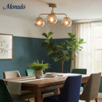 Charger l'image dans la visionneuse de galerie, Plafonnier encastré en laiton à 3 lumières Rivolence – Abat-jour en verre texturé pour salon et salle à manger