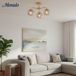 Charger l'image dans la visionneuse de galerie, Plafonnier encastré en laiton à 3 lumières Rivolence – Abat-jour en verre texturé pour salon et salle à manger