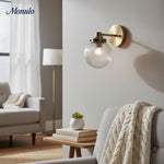 Cargar imagen en el visor de la Galería, Aplique de pared arqueado de cristal acanalado y latón Glorica Glass – Lámpara de pared industrial vintage para entrada