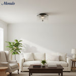 Load image into Gallery viewer, Rivora Vintage Ribbed-Glass Drum Flush Ceiling Light for Living Room