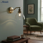 Load image into Gallery viewer, Driscoll Minimalist Clear Glass & Brass Wall Sconce – Adjustable Modern Wall Light for Bedroom or Hallway