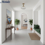 Load image into Gallery viewer, Kalvora Mid-Century Round Ceiling Light with Striped Glass Shade - Indoor Flush Mount Light for Bedrooms and Corridors