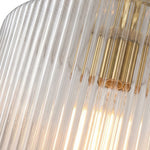 Load image into Gallery viewer, Pelviona Amber Ribbed Glass Ceiling Light – Classic Metal Frame Ceiling Fixture for Living Rooms