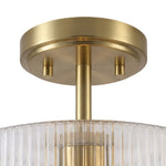 Load image into Gallery viewer, Pelviona Amber Ribbed Glass Ceiling Light – Classic Metal Frame Ceiling Fixture for Living Rooms