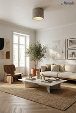 Load image into Gallery viewer, Cylindrical Travertine Lamp - LED Wabi Sabi Ceiling Light for Modern Homes