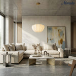 Load image into Gallery viewer, Blossine Linen Scalloped Pendant Light – Rustic to Modern Pendant for Kitchen and Dining Areas