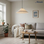 Cargar imagen en el visor de la Galería, Lámpara colgante de lino plisado texturizado Zalen con acabado de tela neutra – Lámpara colgante contemporánea para dormitorio y sala de estar