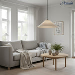 Cargar imagen en el visor de la Galería, Lámpara colgante de lino plisado texturizado Zalen con acabado de tela neutra – Lámpara colgante contemporánea para dormitorio y sala de estar