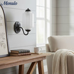 Charger l'image dans la visionneuse de galerie, Applique murale vintage en verre laiteux festonné Eloise - Éclairage d'appoint moderne pour salle de bain et chambre