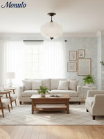 Load image into Gallery viewer, Eloise Scallop Vintage Milk Glass Semi-Flush Mount Pendant Light