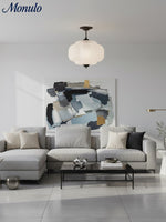 Charger l'image dans la visionneuse de galerie, Suspension semi-encastrée en verre opalin vintage Eloise à bord festonné