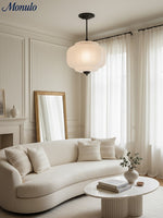 Load image into Gallery viewer, Eloise Scallop Vintage Milk Glass Semi-Flush Mount Pendant Light