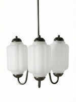 Cargar imagen en el visor de la Galería, Lámpara de araña Eloise: lámpara de araña de cristal lechoso con acabado vintage