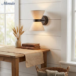 Load image into Gallery viewer, Ankora Bow-Tie Linen Shade Wall Light with Aged Brass Finish for Hallway and Bedroom