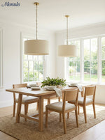 Load image into Gallery viewer, Dumora Linen Drum Pendant Light - Modern White Drum Shade For Dining