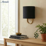 Cargar imagen en el visor de la Galería, Lámpara de pared con pantalla de tela Nolvara: aplique moderno para dormitorio con una iluminación acogedora