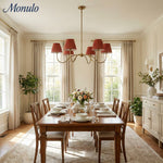 Cargar imagen en el visor de la Galería, Lámpara de araña plisada Luvora de 6 luces: moderna elegancia de latón para comedores