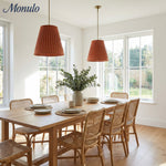 Cargar imagen en el visor de la Galería, Lámpara colgante plisada de tela Luvora: elegante lámpara colgante de latón para comedor