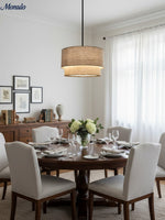 Charger l'image dans la visionneuse de galerie, Suspension Dumora à double tambour en tissu - Plafonnier moderne à abat-jour superposé, idéal pour la salle à manger ou le salon