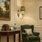 Load image into Gallery viewer, Rowan Classic Fabric Shade Sconce – Ceramic Wall Light for Hallway or Bedroom