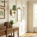 Load image into Gallery viewer, Rowan Classic Fabric Shade Sconce – Ceramic Wall Light for Hallway or Bedroom