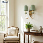 Load image into Gallery viewer, Rowan Classic Fabric Shade Sconce – Ceramic Wall Light for Hallway or Bedroom