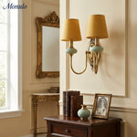 Load image into Gallery viewer, Rowan Classic Fabric Shade Sconce – Ceramic Wall Light for Hallway or Bedroom