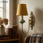 Load image into Gallery viewer, Rowan Classic Fabric Shade Sconce – Ceramic Wall Light for Hallway or Bedroom