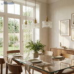 Load image into Gallery viewer, Japanese Vintage Simple Brass Glass Ribbed Cylinder Pendant Light