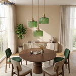Load image into Gallery viewer, Japanese Vintage Simple Brass Glass Ribbed Cylinder Pendant Light