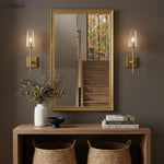 Cargar imagen en el visor de la Galería, Aplique de vidrio transparente Derlina: elegante aplique para tocador individual o triple