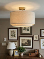 Load image into Gallery viewer, Dumora Double Drum Ceiling Light - Fabric Shade Flush Mount Elegance