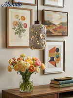 Load image into Gallery viewer, Barrel-shaped Travertine Cutout Pendant Lamp