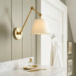 Load image into Gallery viewer, Foldray Scalloped Drum Shade Wall Sconce – Modern Rustic Wall Light for Bedroom