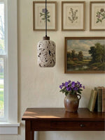 Load image into Gallery viewer, Barrel-shaped Travertine Cutout Pendant Lamp