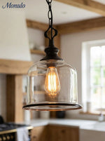 Bild in Gallery-Viewer laden, American Vintage gealterte klare Glockenglas Pendelleuchte