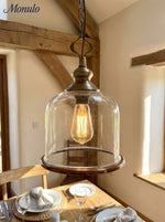 Bild in Gallery-Viewer laden, American Vintage gealterte klare Glockenglas Pendelleuchte