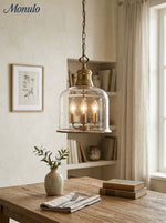 Bild in Gallery-Viewer laden, American Vintage gealterte klare Glockenglas Pendelleuchte