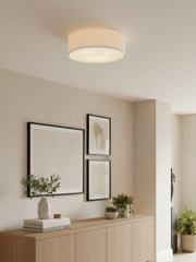 Dumora Drum Flush Mount Ceiling Light - Linen Shade Modern Elegance