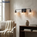 Cargar imagen en el visor de la Galería, Lámpara de Tocador con Triple Pantalla de Vidrio Lirra Diseño Elegante de Metal - Iluminación para Vestidor de Baño