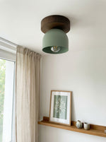 Load image into Gallery viewer, Metio Dome Scandinavian Oak Flush Mount Ceiling Light – Modern Minimalist Design for Living Room & Bedroom