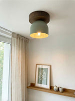 Load image into Gallery viewer, Metio Dome Scandinavian Oak Flush Mount Ceiling Light – Modern Minimalist Design for Living Room & Bedroom