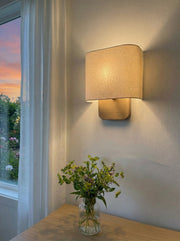 Nolvara Aleena Soft Fabric Luxe Metal Fabric Wall Sconce for Bedroom Reading Light