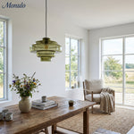 Cargar imagen en el visor de la Galería, Lámpara colgante Koloro con pantalla de vidrio coloreado: moderna lámpara de suspensión ajustable para interiores.